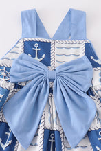 Load image into Gallery viewer, Blue sail boats checkered girl set
