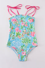 Load image into Gallery viewer, Pink floral character print mom swimsuit
