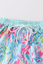 Load image into Gallery viewer, Mint rainbow splash dad swim trunks
