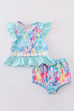 Load image into Gallery viewer, Mint rainbow splash 2pc girl swimsuit
