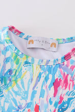 Load image into Gallery viewer, Mint rainbow splash 2pc girl swimsuit
