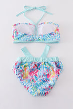 Load image into Gallery viewer, Mint rainbow splash mom bikini
