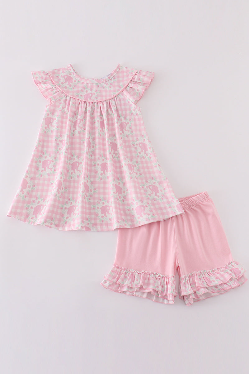 Pink barbie print girl set