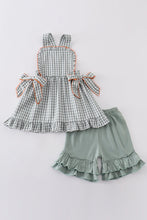 Load image into Gallery viewer, Green woven girl gingham set
