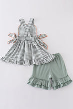 Load image into Gallery viewer, Green woven girl gingham set
