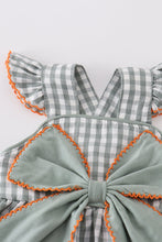 Load image into Gallery viewer, Green woven bow girl gingham bloomer set
