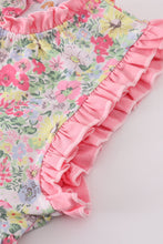 Load image into Gallery viewer, Pink floral print girl ruffle dress
