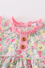 Load image into Gallery viewer, Pink floral print girl ruffle bubble
