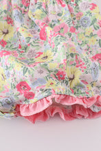 Load image into Gallery viewer, Pink floral print girl ruffle bubble
