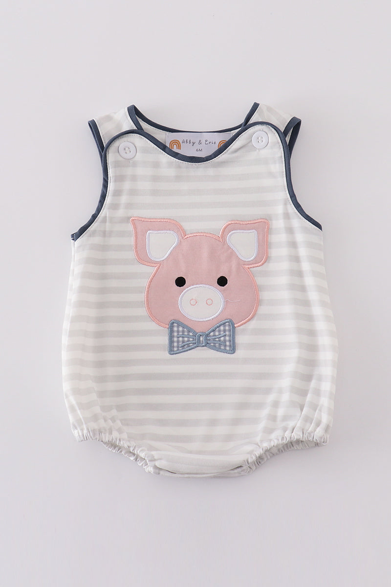 Pig applique boy bubble