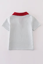 Load image into Gallery viewer, Sage stripe plane embroidery boy shirt
