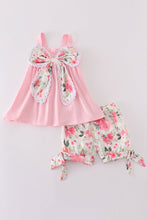 Load image into Gallery viewer, Pink bow floral print girl set
