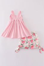 Load image into Gallery viewer, Pink bow floral print girl set
