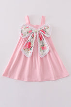 Load image into Gallery viewer, Pink bow floral print girl dress
