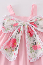 Load image into Gallery viewer, Pink bow floral print girl dress
