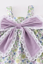 Load image into Gallery viewer, Purple bow floral girl bloomer set
