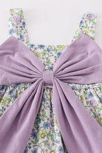 Load image into Gallery viewer, Purple bow floral girl dress
