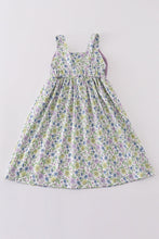 Load image into Gallery viewer, Purple bow floral girl dress
