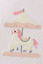 Load image into Gallery viewer, Pink bow carousel applique girl set
