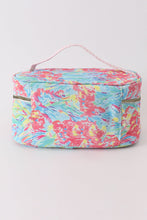 Load image into Gallery viewer, Green floral makeup bag
