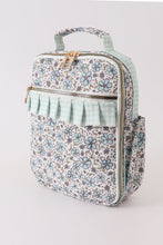 Load image into Gallery viewer, Green floral ruffle lunch bag
