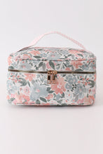 Load image into Gallery viewer, Pink floral makeup bag
