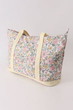 Load image into Gallery viewer, Yellow floral plaid tote bag
