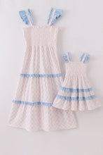 Load image into Gallery viewer, Pink bow smocked mom&amp;me tiered dress
