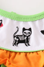 Load image into Gallery viewer, Green halloween cat embroidery dress
