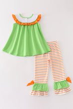 Load image into Gallery viewer, Green halloween cat embroidery girl set
