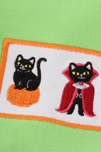 Load image into Gallery viewer, Green halloween cat embroidery boy set
