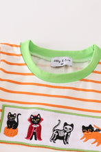 Load image into Gallery viewer, Green halloween cat embroidery boy romper
