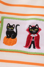 Load image into Gallery viewer, Green halloween cat embroidery boy romper
