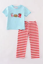 Load image into Gallery viewer, Red stripe chick fil a embroidery boy pants set
