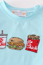 Load image into Gallery viewer, Red stripe chick fil a embroidery boy pants set
