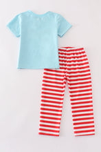 Load image into Gallery viewer, Red stripe chick fil a embroidery boy pants set
