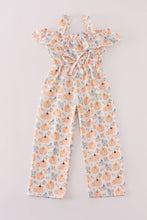 Load image into Gallery viewer, Orange pumpkin print girl jumpsuit
