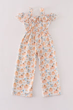 Load image into Gallery viewer, Orange pumpkin print girl jumpsuit
