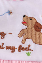 Load image into Gallery viewer, Pink puppy embroidery girl bubble
