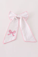 Load image into Gallery viewer, Pink bow embroidery girl hair bow
