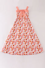 Load image into Gallery viewer, Pumpkin floral print bow women dress
