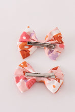 Load image into Gallery viewer, Pumpkin floral print 2pc hair bow
