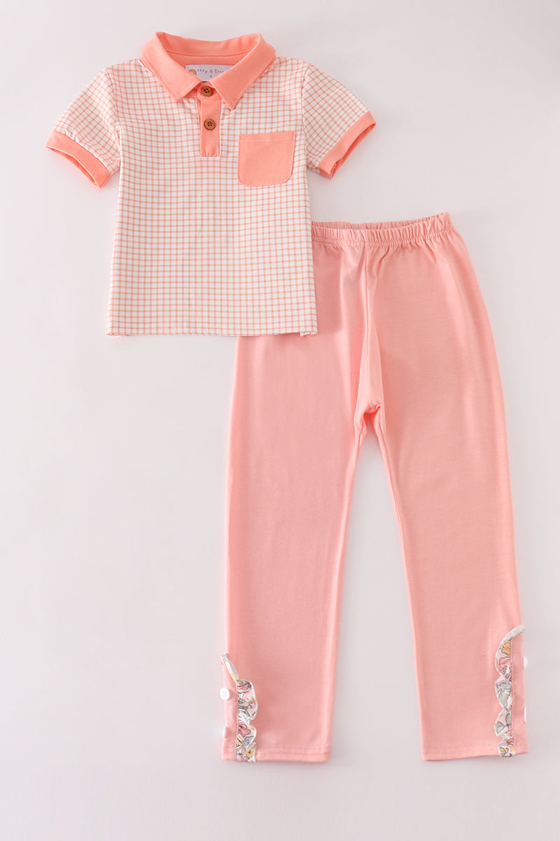 Orange plaid boy set