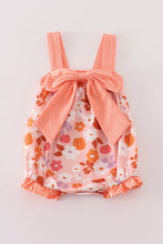 Load image into Gallery viewer, Pumpkin floral print bow girl bubble
