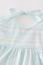 Load image into Gallery viewer, Blue stripe ruffle baby bloomer set
