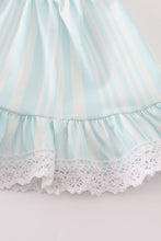 Load image into Gallery viewer, Blue stripe ruffle baby bloomer set
