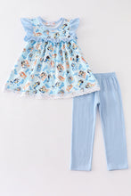 Load image into Gallery viewer, Blue character girl ruffle pants set
