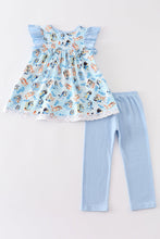 Load image into Gallery viewer, Blue character girl ruffle pants set
