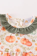 Load image into Gallery viewer, Green pumpkin ruffle girl bubble
