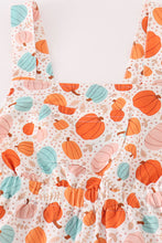 Load image into Gallery viewer, Orange pumpkin print girl jumpsuit
